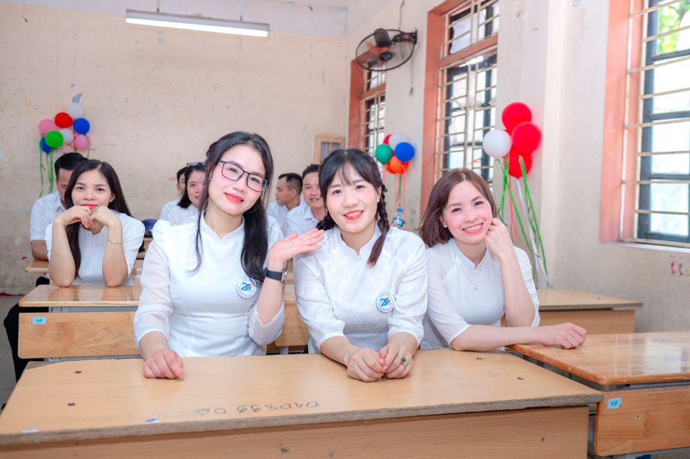 Students celebrating together in the classroom